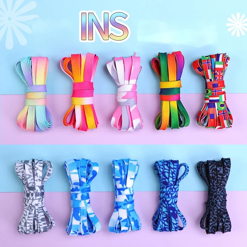 

Gradient Print Flat Shoelaces Rainbow Colour Shoe Laces Suitable For All Casual Canvas Shoes Colorful Shoelace Unisex 1 Pair