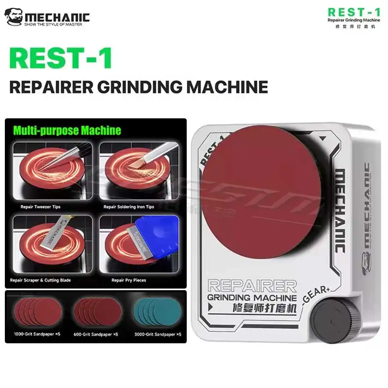 MECHANIC REST-1 Electric Grinding Machine Stepless Speed Regulated Cordless Polisher for Tweezers Blades Soldering Tips Repair