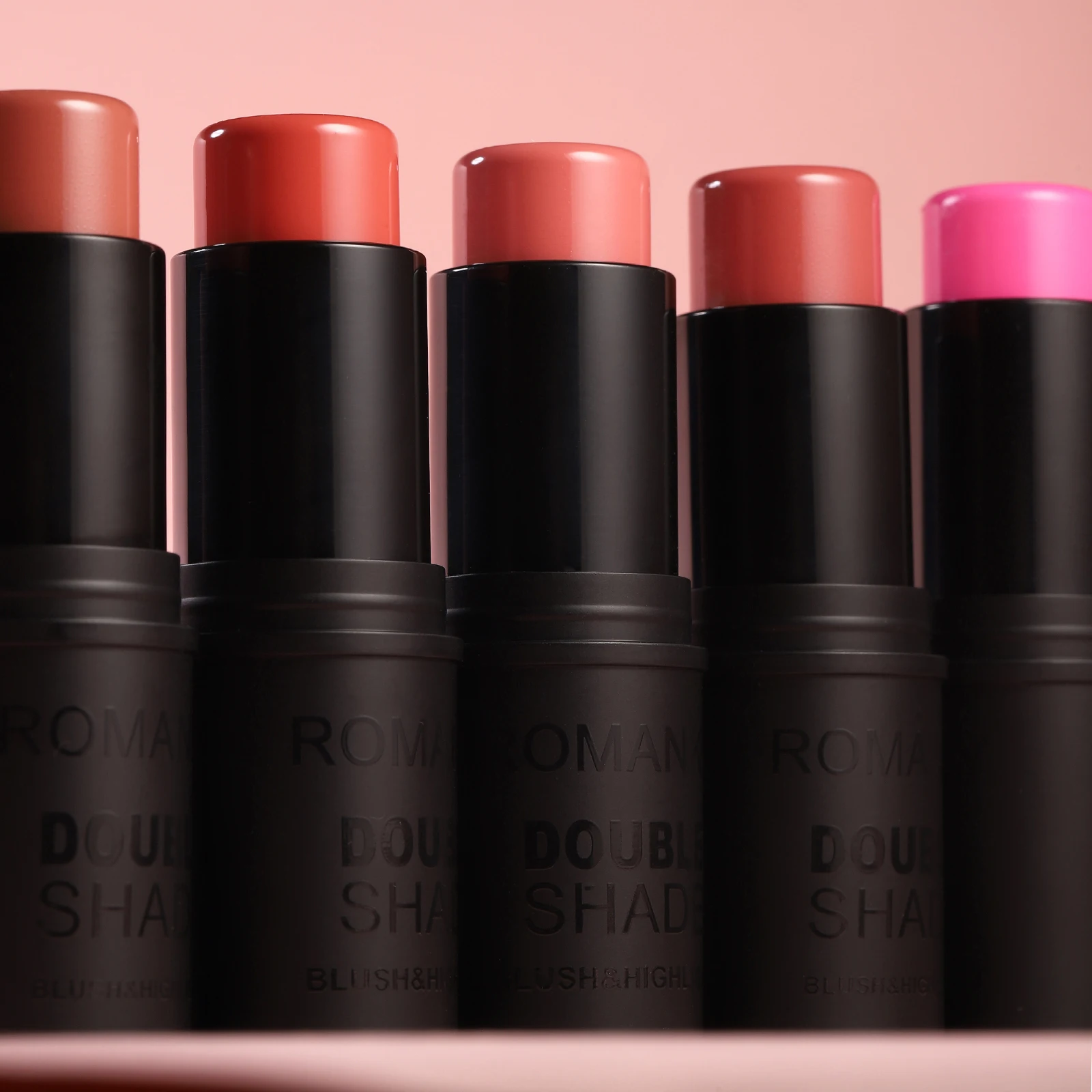 2 في 1 عصا أحمر الخدود الصلبة غير اللامعة + أحمر خدود مضيء متعدد الوظائف باللون البرتقالي لتفتيح الوجه وطبيعي يدوم طويلاً