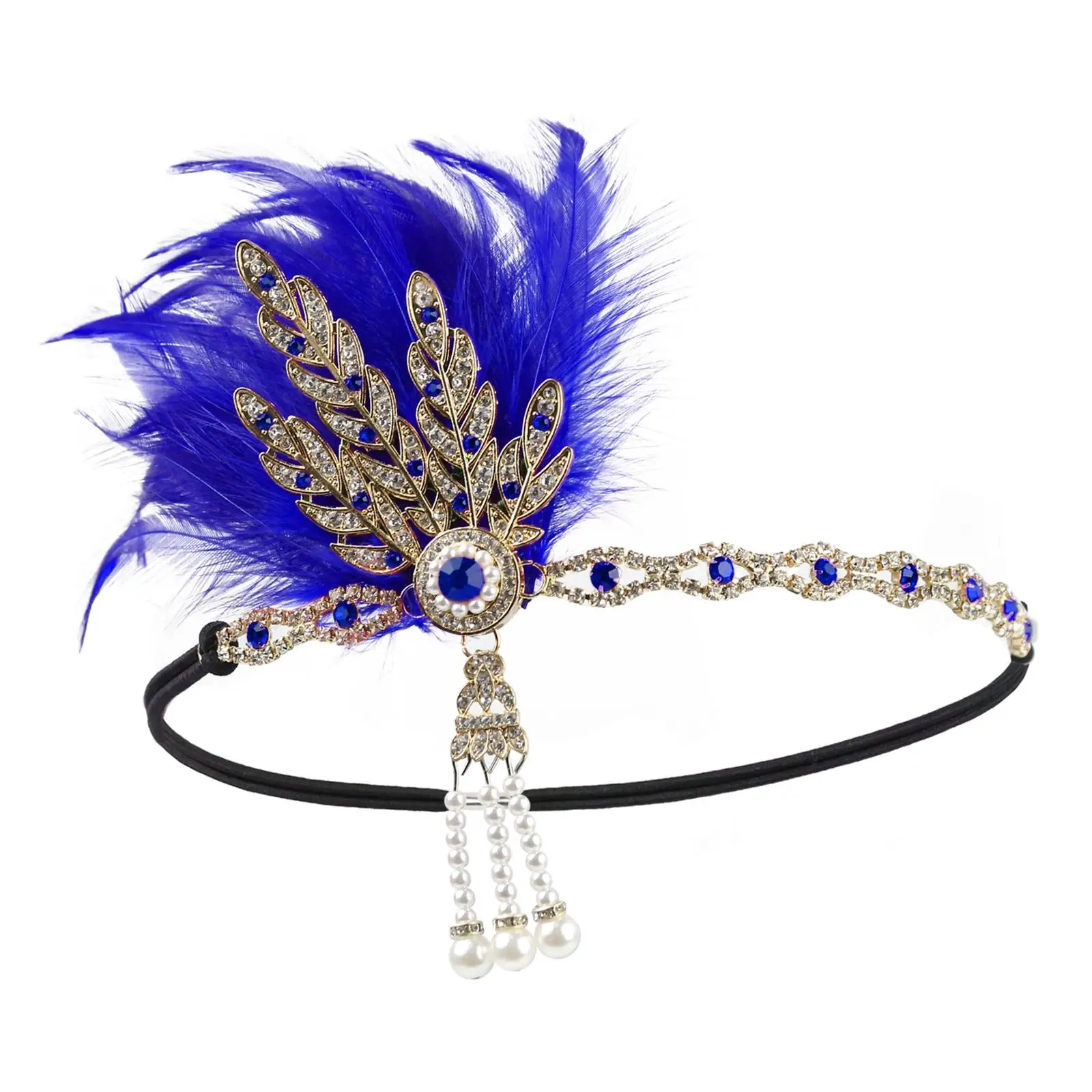 

Винтажная повязка на голову с перьями и кристаллами, женские аксессуары для волос на Хэллоуин и свадебные торжества