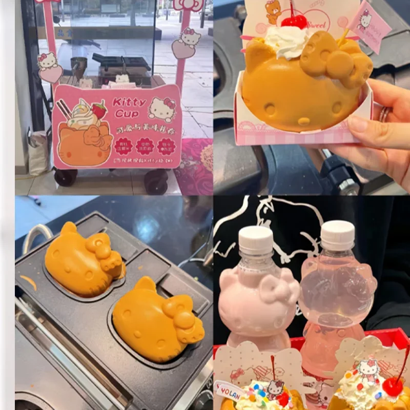 ماكينة صنع الوافل الصناعية التجارية غير اللاصقة بقدرة 1600 وات مع ماكينة صنع الوافل على شكل قطة كيتي