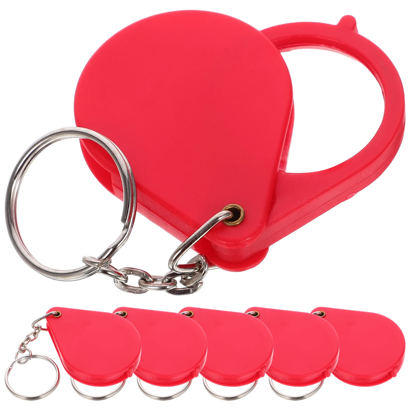 

6 Pcs Pocket Magnifying Glass Red Hanging Elder Jewelry Mini Magnifier LED Light Foldable Portable Reading Glasses