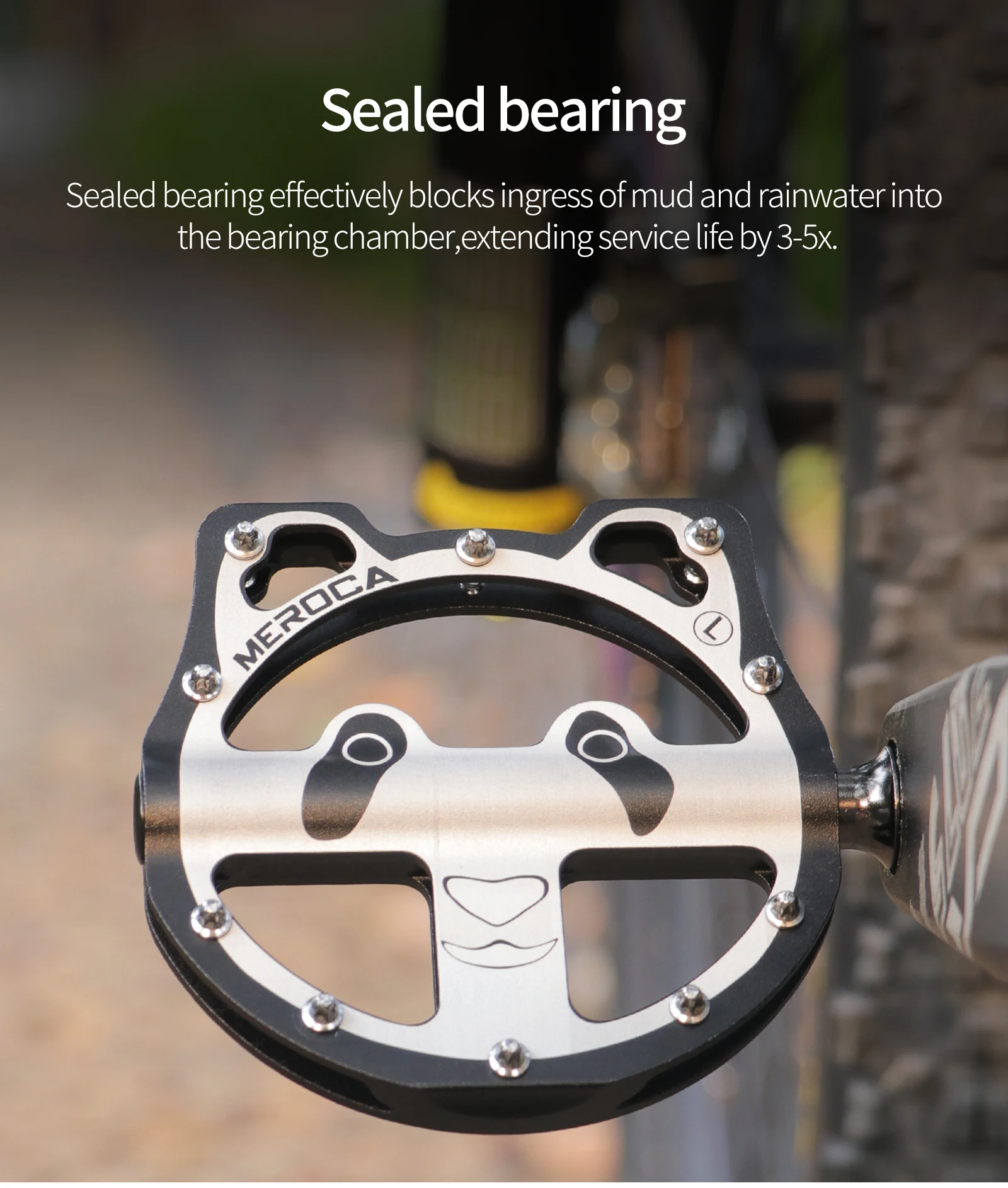 GOLDIX Fahrradpedal, Cartoon-Panda-Form, 3-Lager, Aluminiumlegierung, Faltradpedal, rutschfest, für MTB, Rennrad – Detail 11