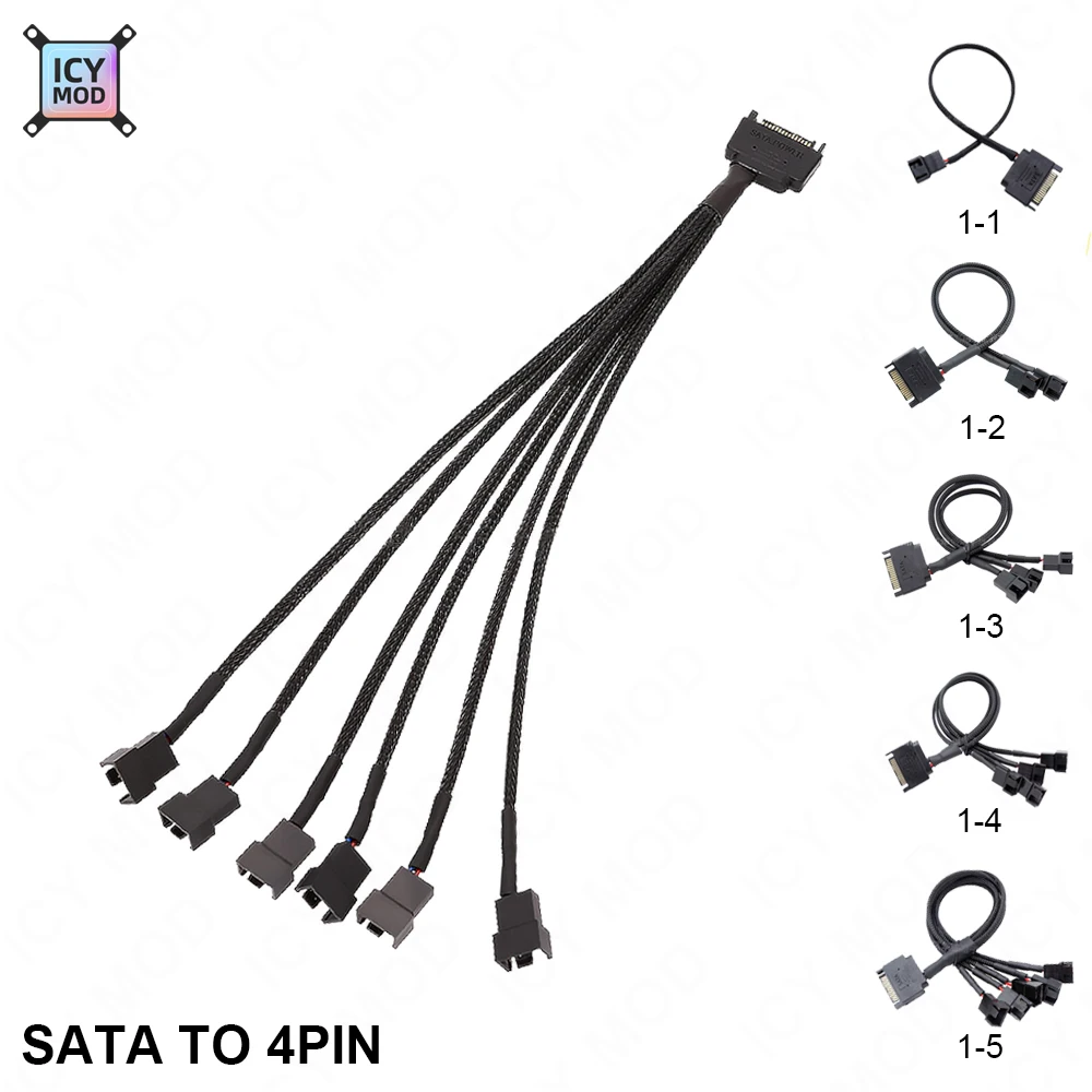 Computer Cooling Fan HUB One Point Two Three Four Five Six Turn Wiring SATA Turn 4Pin Package Network Extension Drag Line