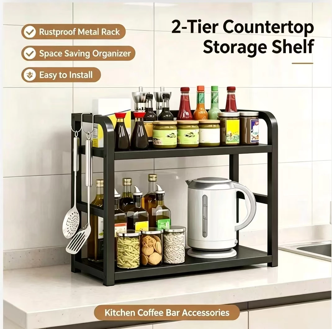 Coffee Equipment Rack - 1 szt. 2-poziomowa, nierdzewna metalowa półka