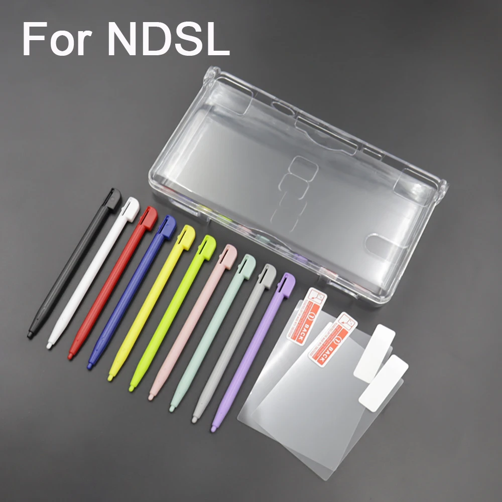 1Set kristallklare Hartschalenhülle + Displayschutzfolie für Ober-/Unterseite + Stylus-Stift, komplettes Set für NDSL-Spielekonsole – Detail 2