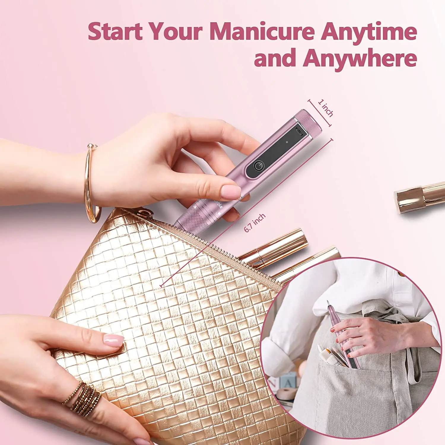 Electric Nail Drill Machine 35000RPM USB Rechargeable Nail Sander For Gel Polish Cordless Manicure Machine with LED Display