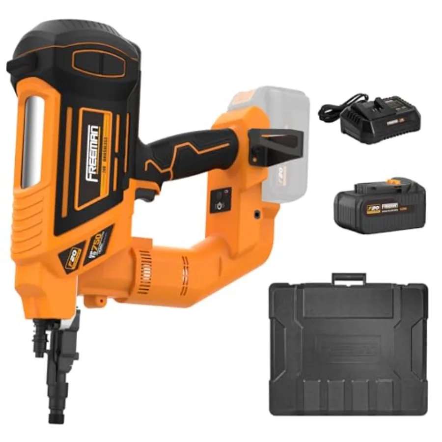 

Аккумуляторный гвоздезабиватель для бетона 20В, 3 дюйма, с одним штырьком, комплект с литий-ионным аккумулятором 4.0 Ач, быстрым зарядным устройством и кейсом, 750 ударов/заряд, для тяжелых условий эксплуатации