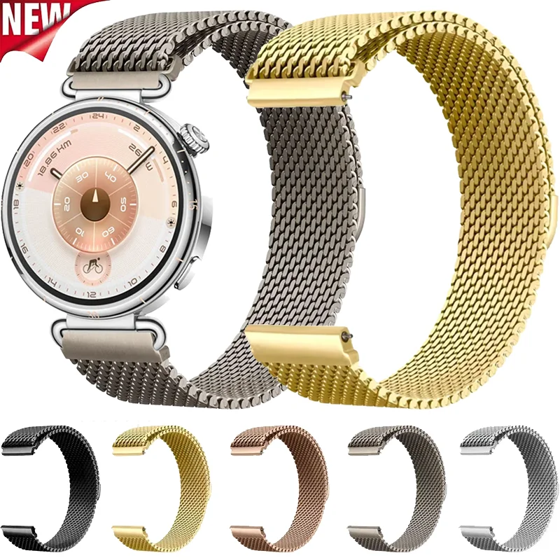 18mm Stahl-Mesh-Metallarmband für Huawei Watch GT6-5-4 41mm, Milanaise-Magnetarmband, atmungsaktiv, für Huawei Watch 5/GT5 Pro 42mm