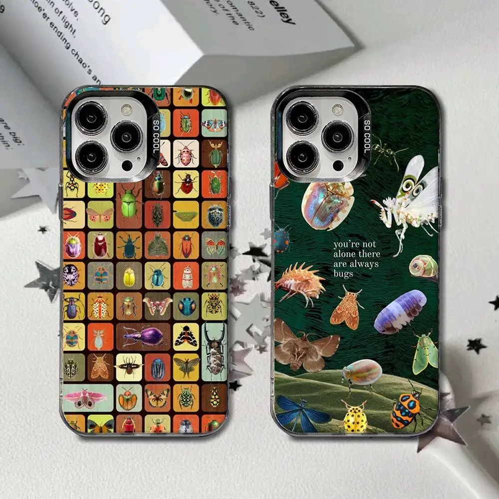 

Bugs Insects Phone Case For iPhone 16,15,14,13,12,11,8,7,Pro,Max,Plus,Mini,XS,SE Anti Fall Black Matte Hard