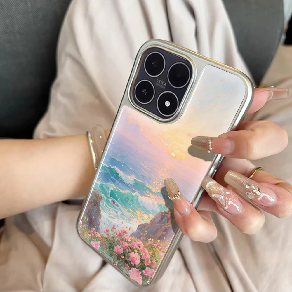 Neue Blumen-Meer-Küsten-Klebstoffhülle für iPhone 15 17 13 Pro Max Phone 11 12 ProMax 14 15 16 Plus Hüllen Stoßfeste Luxus-Coque – Detail 7