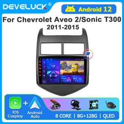 Develuck Android 12 Car Radio for Chevrolet Aveo 2 Sonic T300 2011 - 2015 Multimedia Naviagtion Player 2 Din Carplay Head Unit