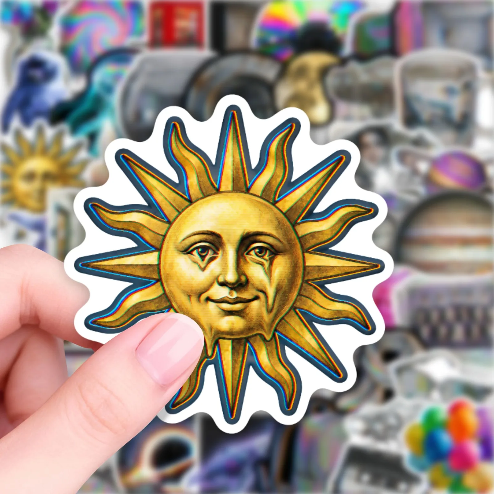 10/30/50pcs Psychedelic Retro Vaporwave Stickers, Unique Aesthetic Decor Decal DIY Notebook Suitcase Bottle Skateboard Stickers