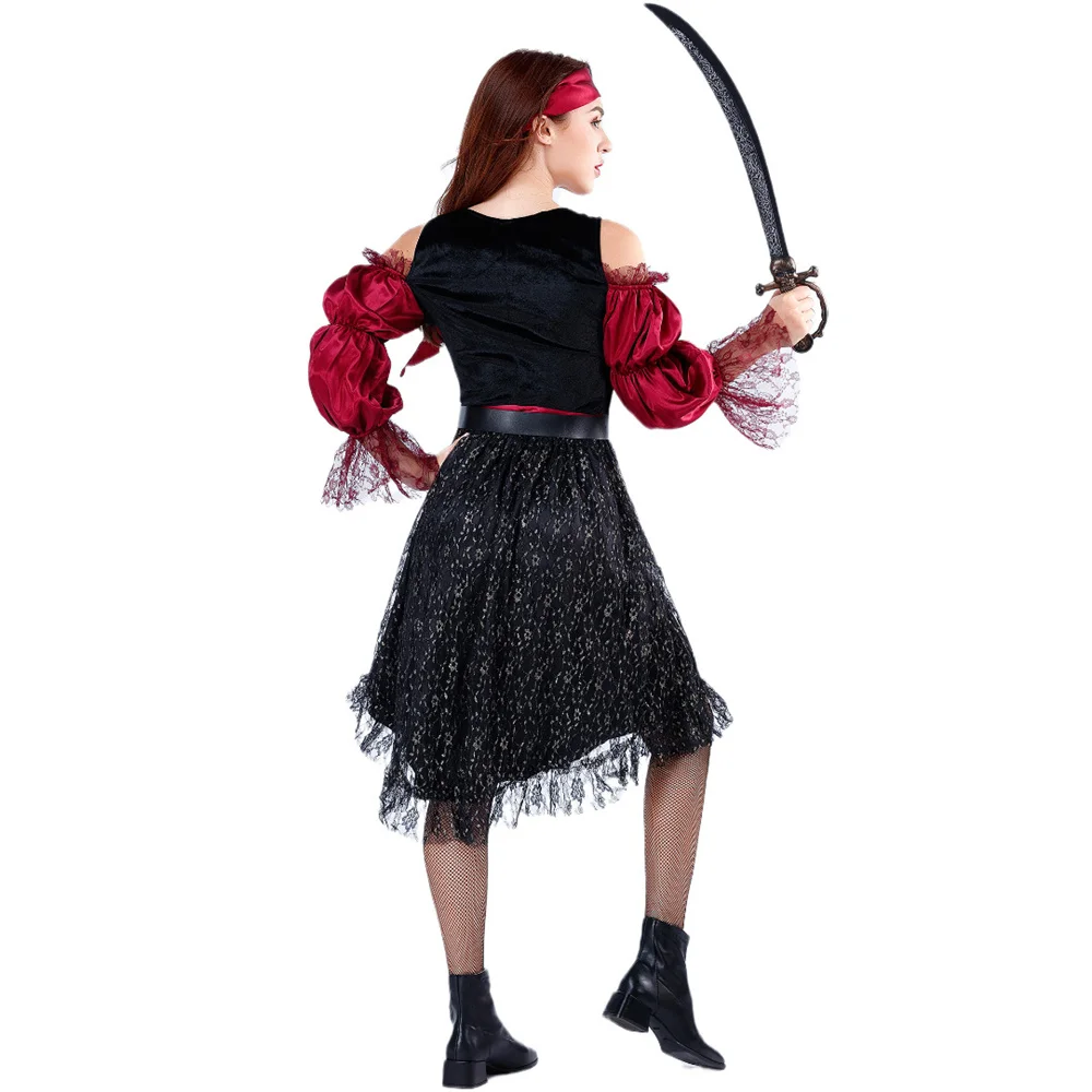 Disfraz de pirata para hombre y mujer, traje de pareja para Halloween, fiesta de carnaval, Cosplay