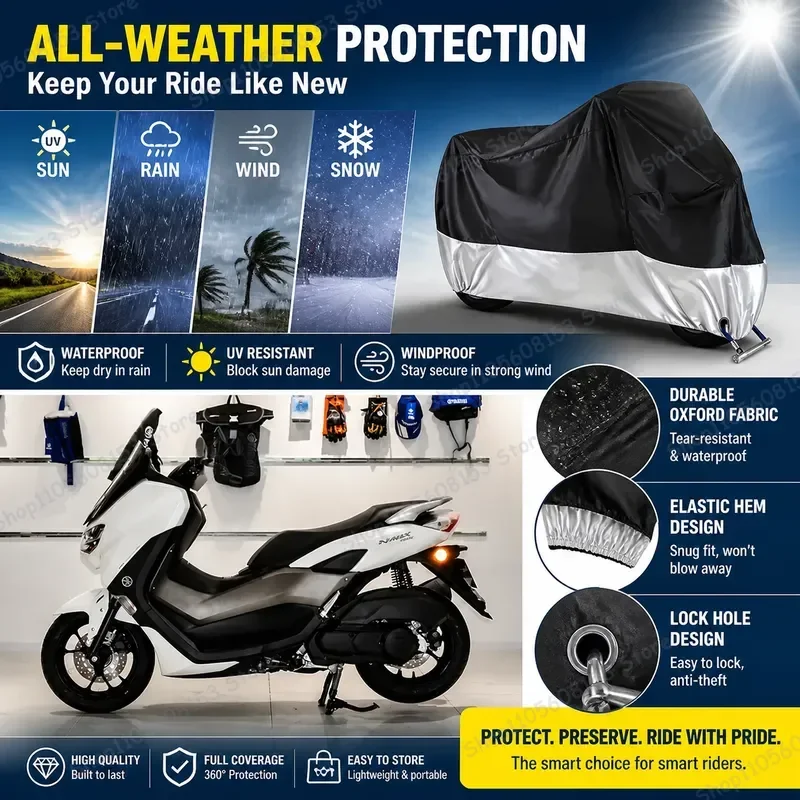 For Yamaha NMAX Motorcycle Cover Waterproof Dustproof UV Resistant All Weather Scooter Cover Outdoor Indoor Riding Protection