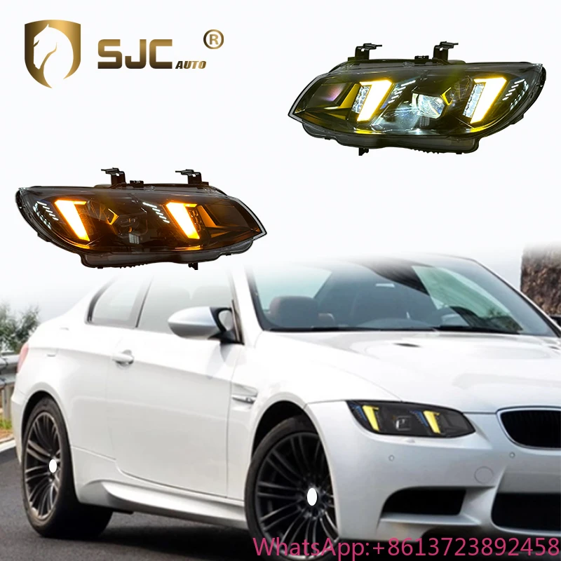 

SJC Auto Car for BMW M3 E92 E93 Headlights 2010-2013 Yellow/White Snake Eyes Style LED Headlight Front Lamps