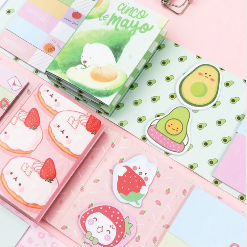 

1pack Colorful Post Notes Fruits 6Folding Cute memo 4color Random Strawberry/Avocado/Lemon/Peach 8.5*6CM