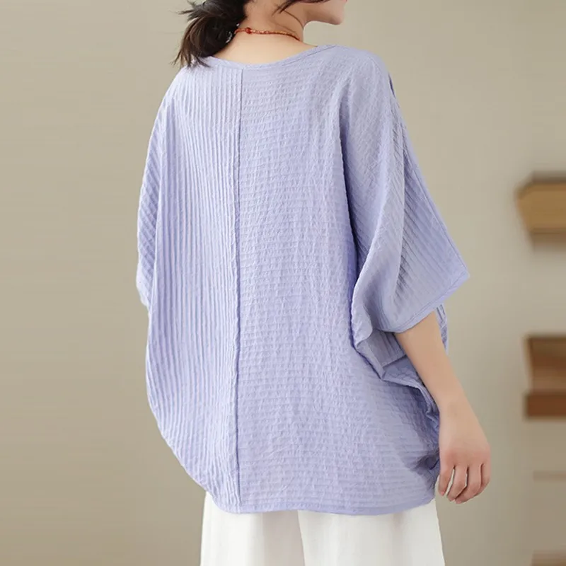 ملابس علوية قطنية نسائية كاجوال بأكمام قصيرة برقبة دائرية ، تيشيرتات فضفاضة ، أسلوب بسيط ، أحادي اللون ، الصيف ، وصلت حديثًا ، B3340