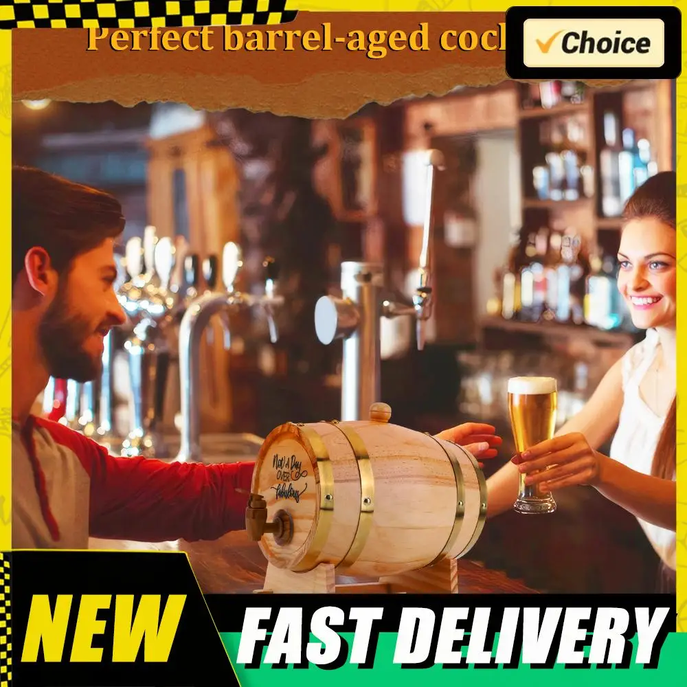 

Ретро-бочка для виски из дерева, 3 л, с подставкой, пробкой и краном, диспенсер для вина и виски, емкость для хранения коктейлей