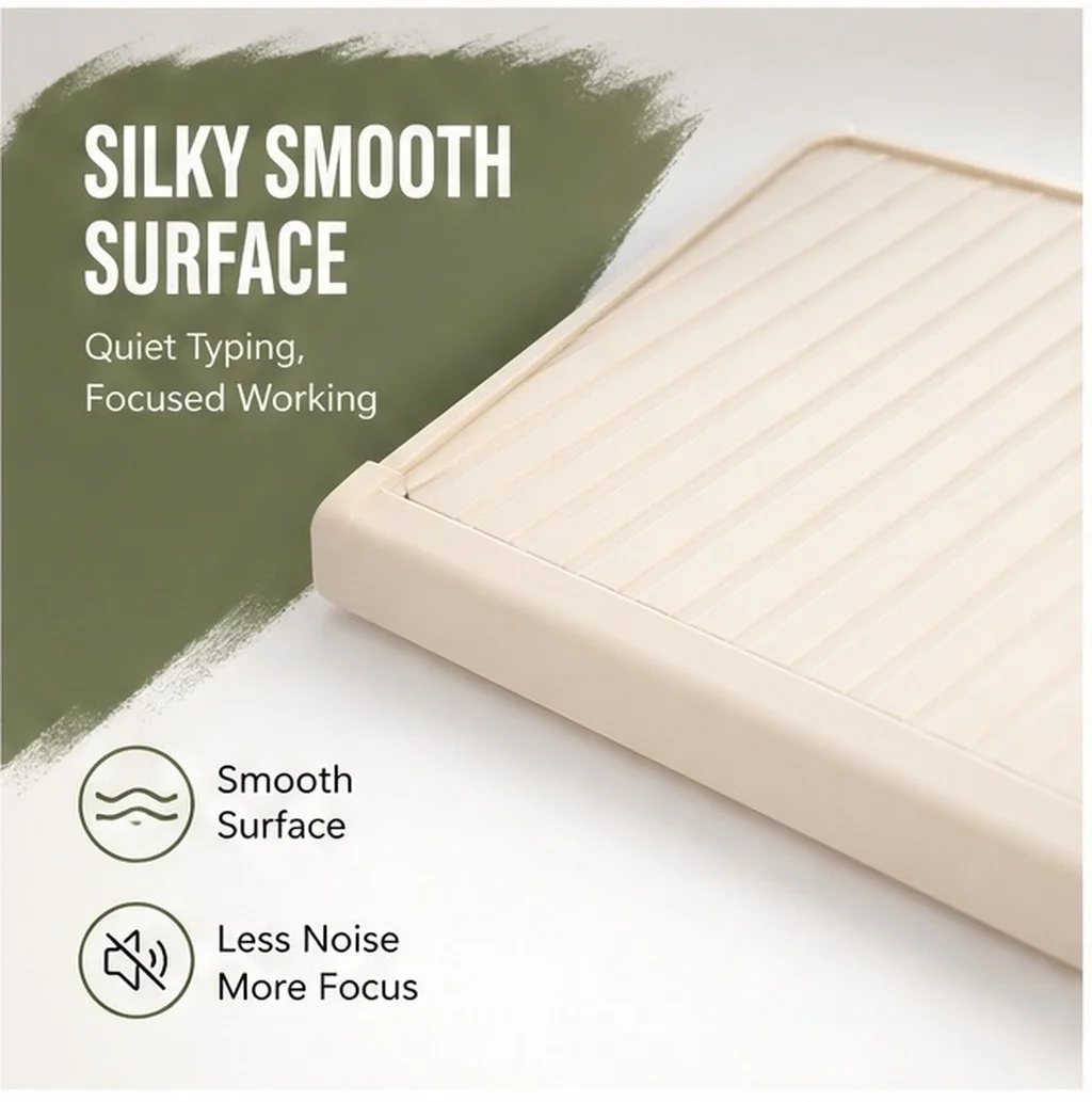 1Pcs Thick Beige ABS Keyboard Tray Large Capacity Slide-Out Keyboard Stand Quiet Operation Mouse Platform Tray Desk Accessories