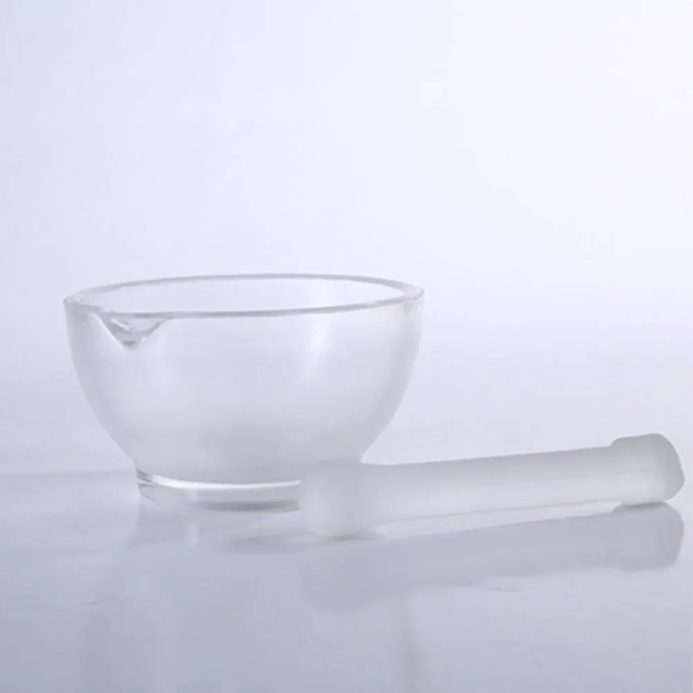 1Set Heavy Duty Glass Grinding Bowl and Pestle Kit for Garlic Spices Pills Supplements Medicine Powder Crushing Kitchen