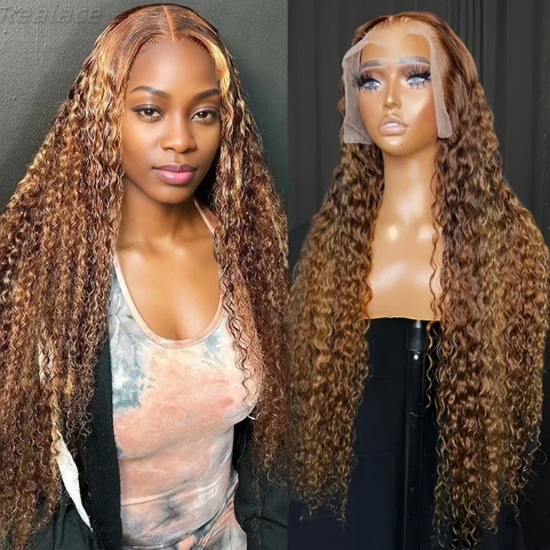 

13x6 HD Lace Frontal Wig Human Hair Deep Wave Front Curly Wigs 30 Inch Cheap For Women Highlight Colored Brazilian Wigs on sale