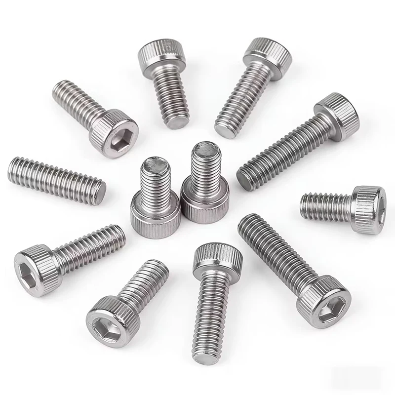 

M6 M8 M10 M12 Fine Tooth Cylindrical Head Hex Bolt Pitch 0.75/1/1.25mm 304 Stainless Steel Cup Head Fine Screw 2pcs