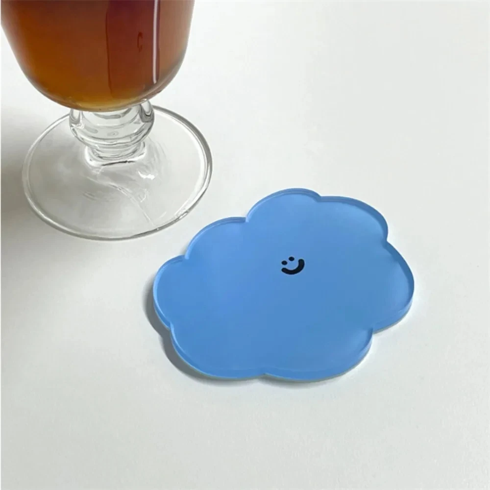 Cartoon Smiley Face Acrylic Cup Coaster Non-Slip Heatproof Beverage Mug Pad Decorative Table Bowl Mat for Home Kitchen