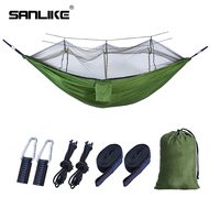 SANLIKE Portable Camping Hammock with Mosquito Net Ultra Light Camping Sleeping Bed with Storage Bag Hooks and Ropes for Outdoor