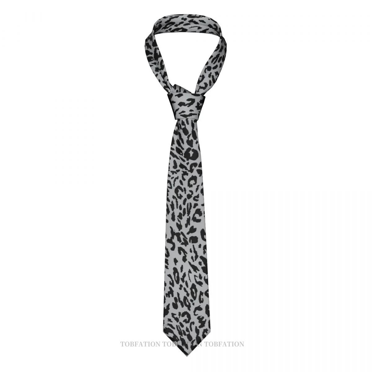 Grey Leopard Print Ties Casual Unisex Neck Tie Daily Wear Narrow Striped Slim Cravat