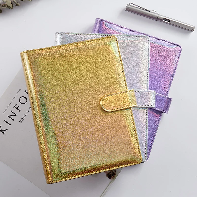 Colorful Laser Binder Shell Magnetic Buckle A5 Notebook Binder 2022 New Notepad Diary Without Inner Core Stationery Supplies