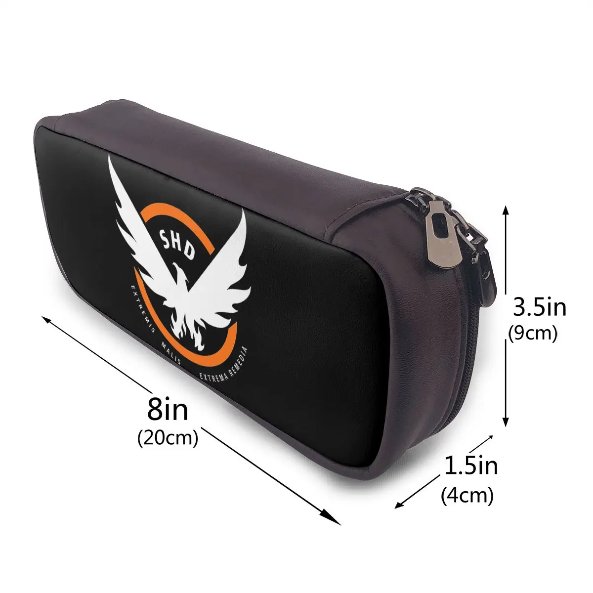 Game Tom Clancys The Division SHD Seal Leather Pencil Case for Boys Girls Pen Box Pencil Bag Stationery Supplies Pen Holder Bag
