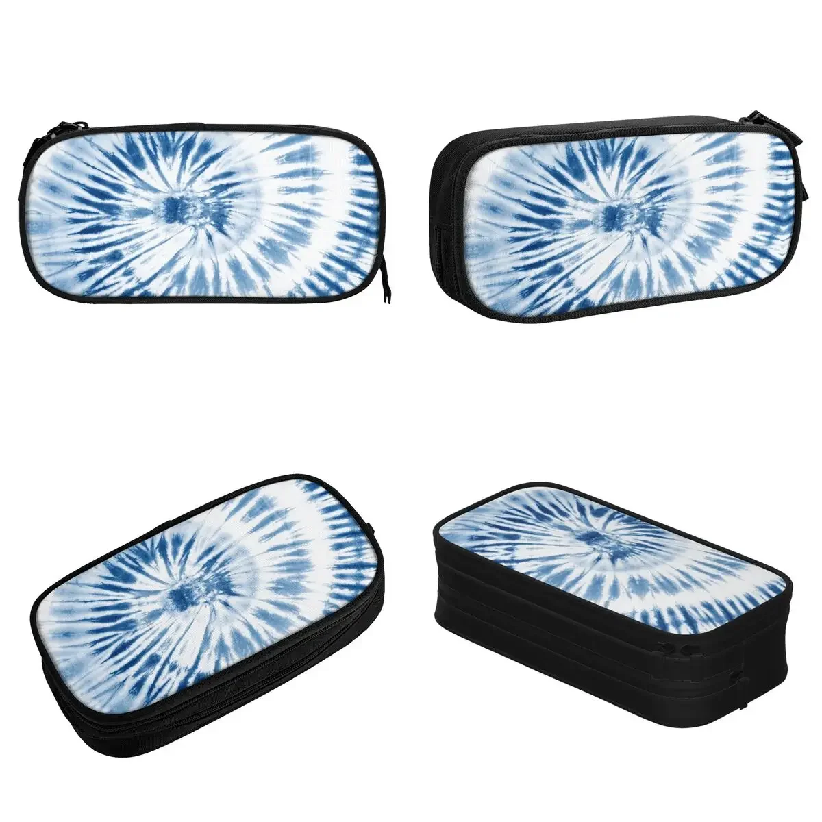 Blue And White Tie Dye Print Pencil Case Pencilcases Pen for Girls Boy Large Storage Pencil Bags School  Stationery