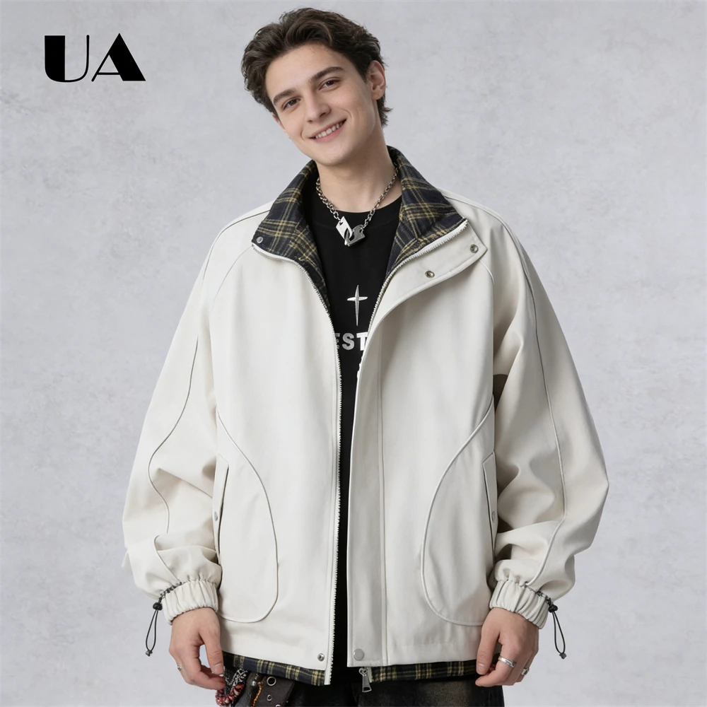 

Fake Two-Piece Jacket for Men, Spring and Autumn Trendy Jackets, High End Cool Patchwork Sports Jacket