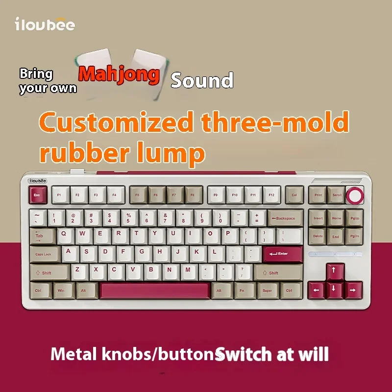 

Ilovbee B87 Mahjong Sound Metal Rotary Knob Mechanical Keyboard Tri-mode Gaming Office Customizable 87-key Rgb Hot-plug Gasket