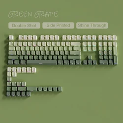 135 Key Cherry Profile Green Grape Keycaps Side Print Shine Through Keycaps Double Shot PBT Keycap for MX Switch Gaming Keyboard
