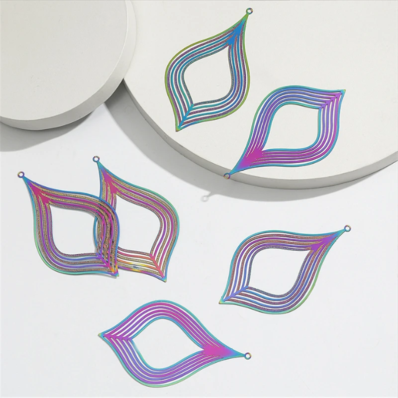 20Pcs/Lot New Creative Stainless Steel Hollow Flower Waterdrop Charms Connectors DIY for Earrings Jewelry Findings Accessories