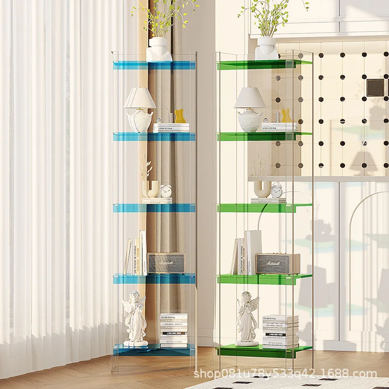 Nordic Style Acrylic Transparent Boycase Floor Storage Rack Bookshelf Hand-Made Display Rack Integrated Storage Rack