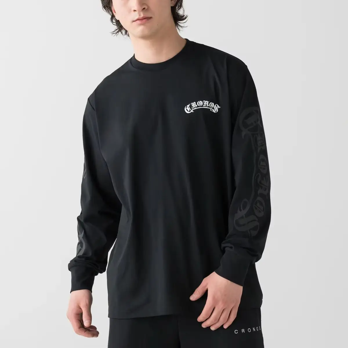 CRONOS Oversized Long Sleeve Running T-shirt Mens Cotton Loose