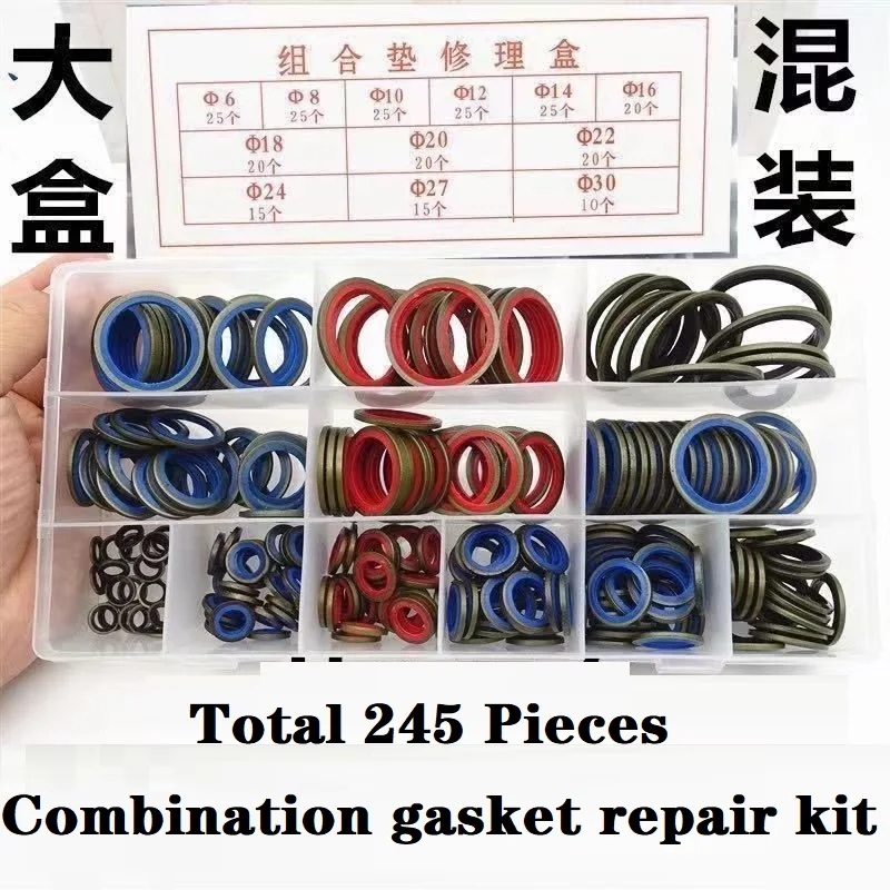 

Combination Gasket Repair Kit Sealing Gasket Oil Pan Gasket Oil Drain Screw Gasket, High-Pressure Oil Pipe Gasket For Trucks