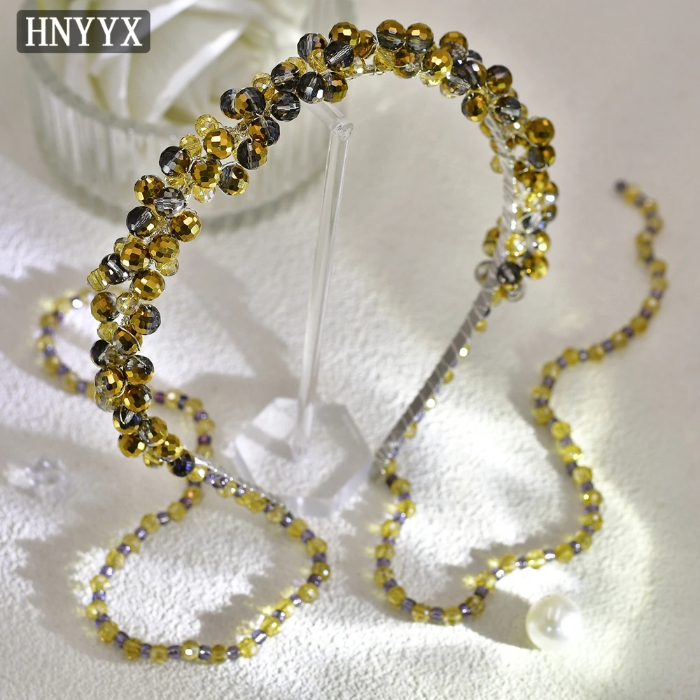 YouLaPan Elegancka, ręcznie robiona opaska do włosów dla panny młodej, złote koraliki, frędzle, damska ozdoba na bankiet, imprezę taneczną, do noszenia na co dzień, model YXA11