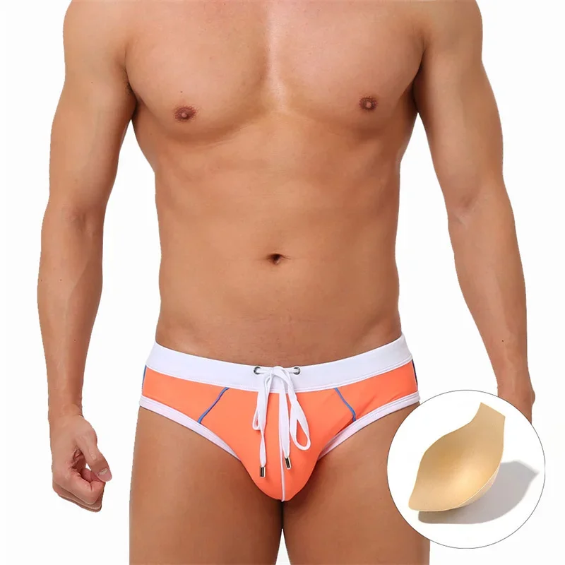 Sexy Beach Briefs Swimming Color Matching Men's Briefs Trend Simple Bag Comfortable Beach Holiday Briefs Swimwear