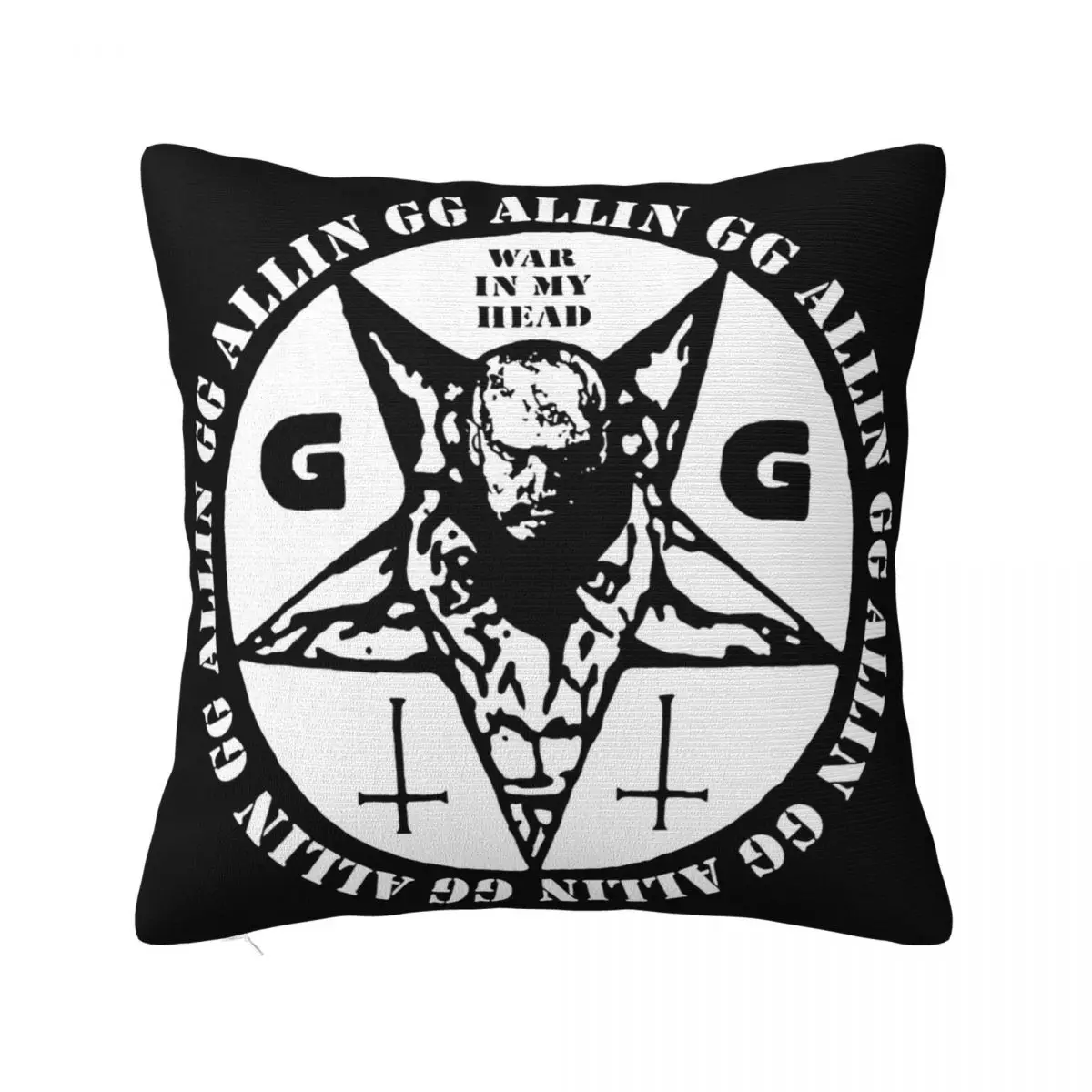 Gg Allin War In My Head Панк-рок Пентаграмма Ворог Логотип Музыкальная группа S-2XL Скидка Стимпанк Сращивание Наволочка