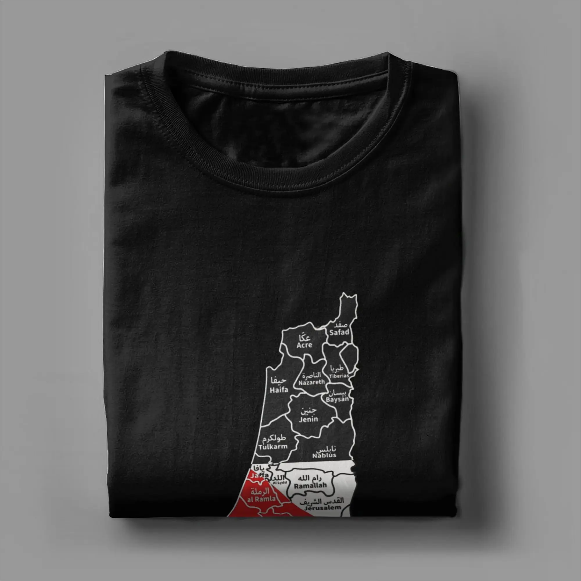 تي شيرت خريطة فلسطين للرجال تي شيرت قطني عتيق بياقة دائرية تي شيرت بأكمام قصيرة هدية ملابس