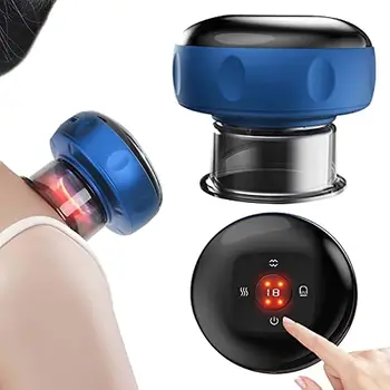 Lntelligent Electric Cupping Therapy Set Portable 4 In 1 Button Type Back and Neck Massager Acupoint Gua Sha with 12 Modes