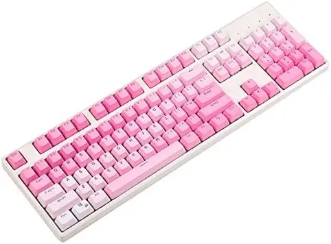 

Double Shot 104 PBT Shine Through Keycap Set for Cherry MX Switches Mechanical Keyboard 104 87 61 (Pink Gradient) (Only Keycaps)