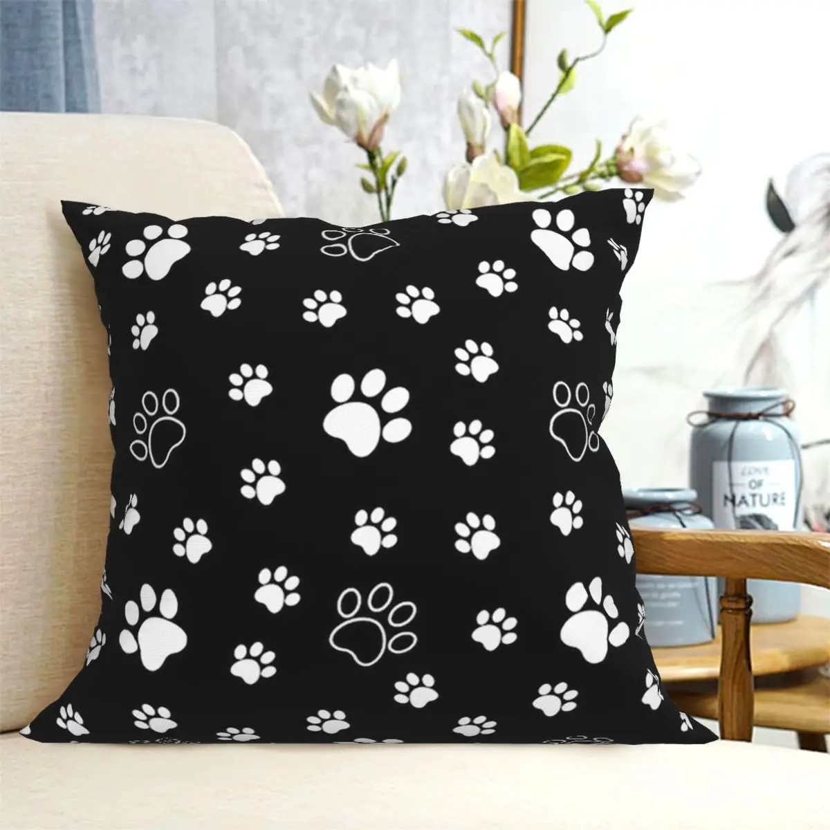 Dog Paw Square Pillowcase Pillow Cover Cushion Zip Decorative Comfort Throw Pillow for Home Bedroom