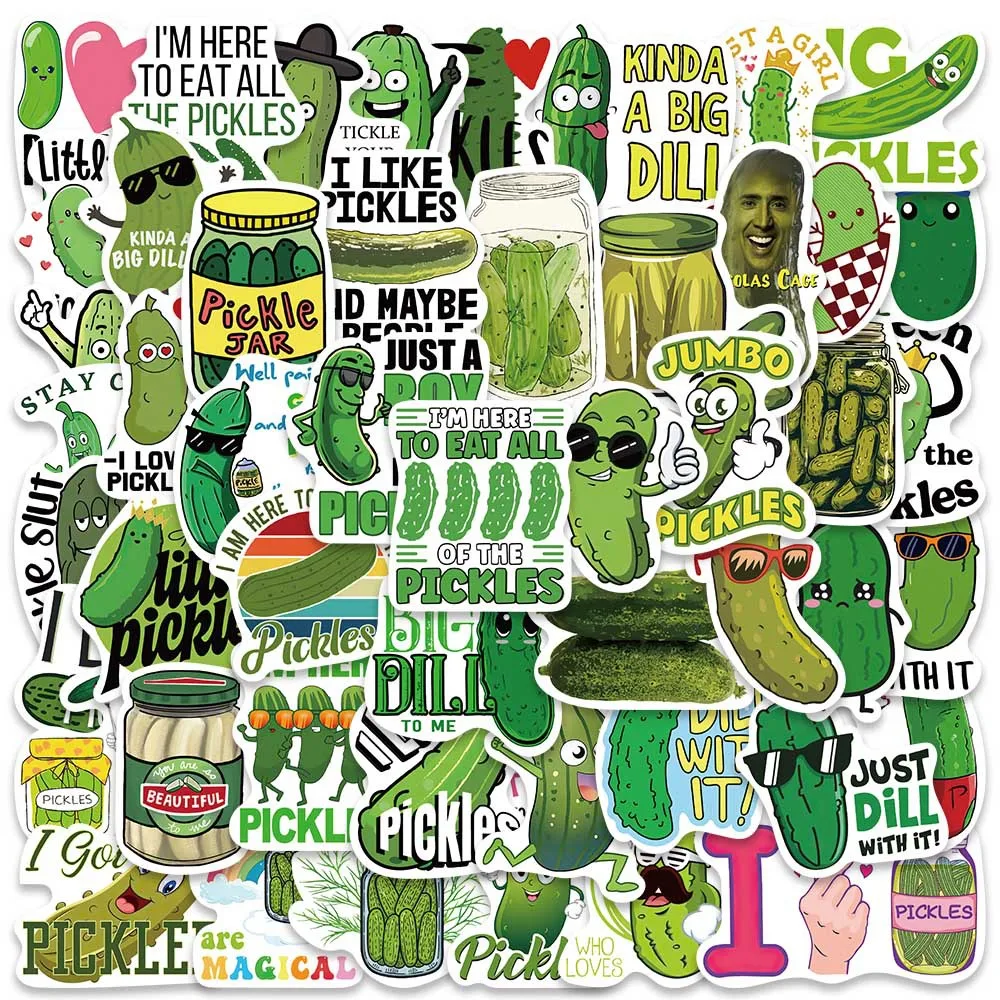 50 Green Pickles Cartoon Pickles Stickers Luggage Notebook Mobile Phone Personality DIY Decorative Stickers
