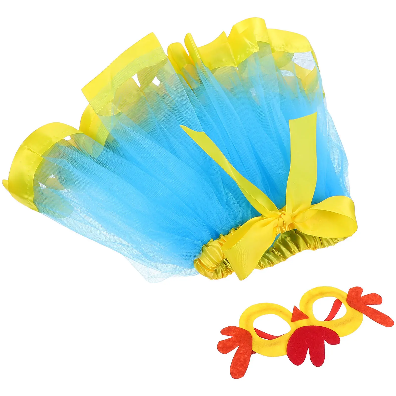 1 set Children'S Performance Tutu Skirt Vibrant Color Breathable Tulle Easy Wear Elastic Waist Party Dress Up Stage For