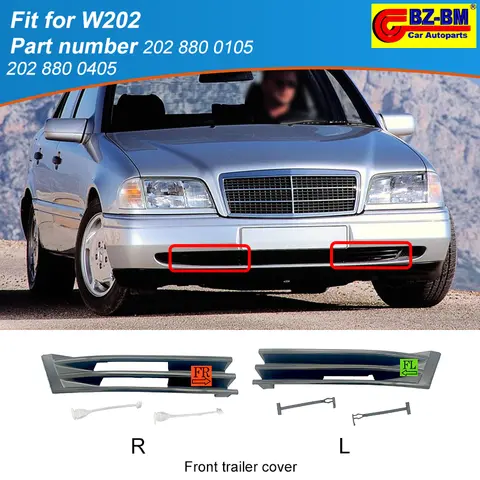 메르세데스 벤츠 E 클래스 W202용 프론트 범퍼 트레일러 견인 고리 커버 캡 (OEM 2028800105 2028800405)